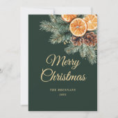 Groen Sinaasappel Elegant Citrus Christmas Feestdagenkaart (Voorkant)