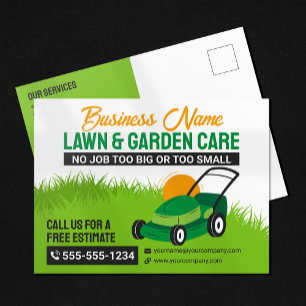 Groen & Sinaasappel Gazon & Tuinverzorging Mower M Briefkaart