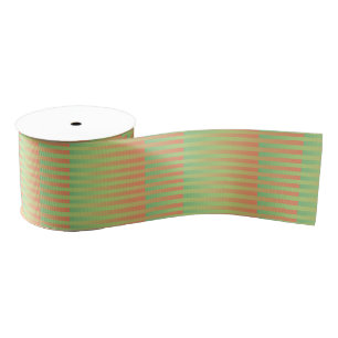 Groen Sinaasappel gestreept patroon Grosgrain Lint