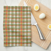 Groen Sinaasappel Gingham Theedoek (Quarter Fold)