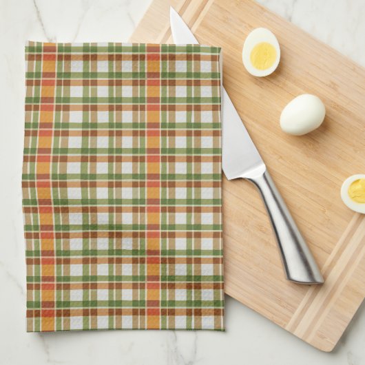 Groen Sinaasappel Gingham Theedoek (Quarter Fold)