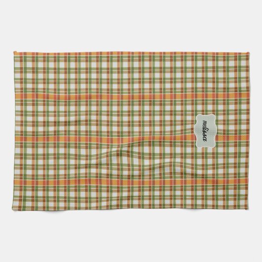 Groen Sinaasappel Gingham Theedoek (Horizontaal)