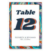 Groen Sinaasappel Golvende Moderne Retro Groovy Br Kaart (Achterkant)