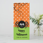 Groen Sinaasappel Spider Halloween Bladwijzer (Staand voorkant)