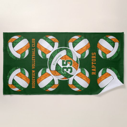 Groen sinaasappel Team Kleuren Geschenken Girly Vo Strandlaken (Voorkant)