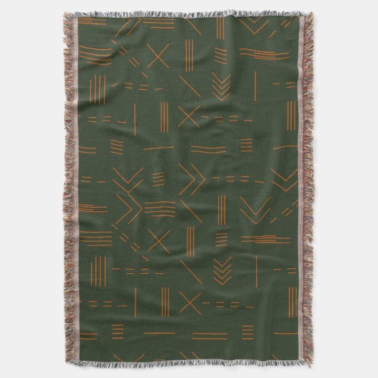 Groen sinaasappel terracotta prachtig geometrisch deken (Voorkant Verticaal)