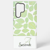 Groen Skelet Blad Patroon op Wit Samsung Galaxy Hoesje (Achterkant)