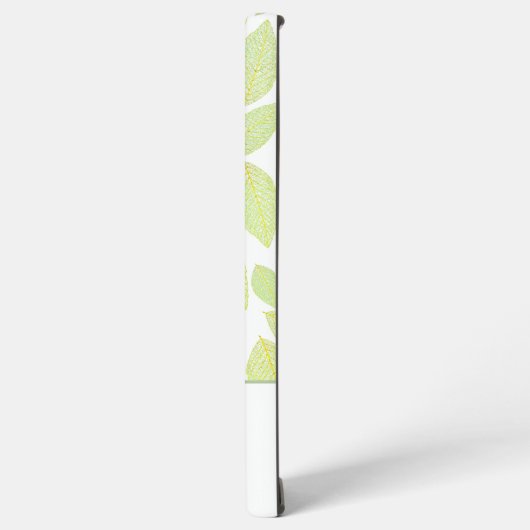 Groen Skelet Blad Patroon op Wit Samsung Galaxy Hoesje (Linkerkant)