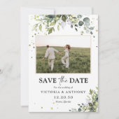 Groen Sla de datum met Fotokaart op Save The Date (Voorkant)