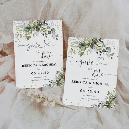 Groen Sla de datumkaarten op Save The Date