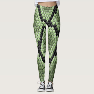Groen Slangen Schubben Patroon Reptiel Textuur Gra Leggings