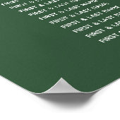 Groen Smaragd Groen Bruiloft Zitkaarten Poster (Hoek)