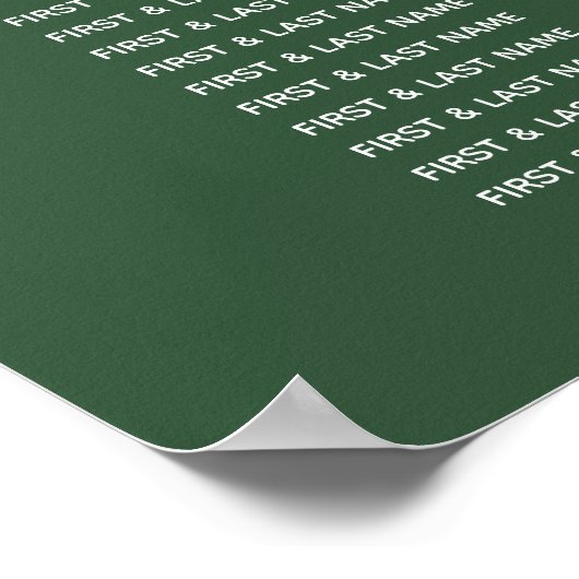 Groen Smaragd Groen Bruiloft Zitkaarten Poster (Hoek)