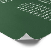 Groen Smaragd Groen Bruiloft Zitkaarten Poster (Hoek)
