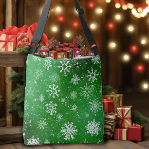 Groen Sneeuwvlokken Patroon Festivale Winter Vakan Crossbody Tas