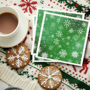 Groen Sneeuwvlokken Patroon Festivale Winter Vakan Servet