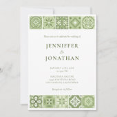 Groen Spaans tegels uitnodiging (Voorkant)