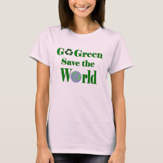 Groen sparen de wereld t-shirt