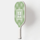 Groen speldenmonogram en  naam pickleball paddle (Links)