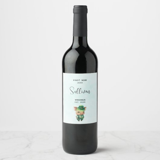 Groen sprookje Varkens in Fancy Attire Wine Making Wijn Etiket (Voorkant)
