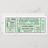 Groen stadion met ticket Baseball Birthday Kaart (Voorkant)