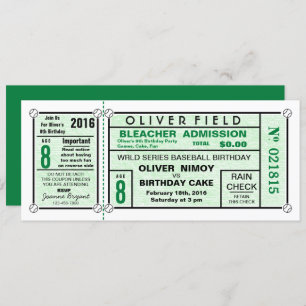 Groen stadion met ticket Baseball Birthday Kaart