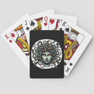 Groen Starende Medusa Kop vol Slangen Pokerkaarten