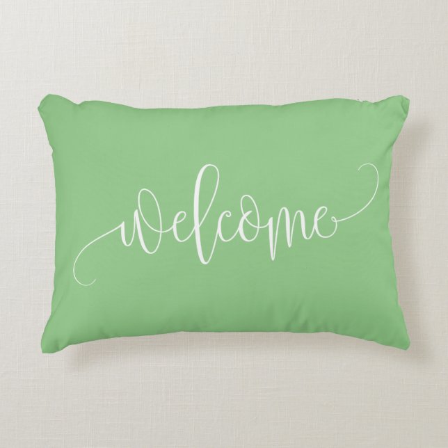 Groen steegje, tweezijdig groen en wit, 12x16 inch accent kussen (Voorkant)
