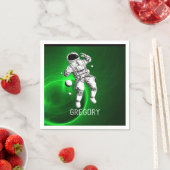 Groen steraxy Astronaut, gepersonaliseerd Servet (Insitu)