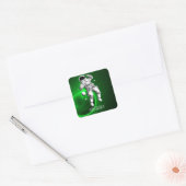 Groen steraxy Astronaut, gepersonaliseerd Vierkante Sticker (Envelop)
