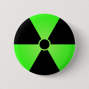 Groen stralingssymbool ronde button 5,7 cm