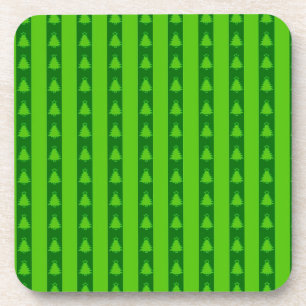 Groen striped kerstboompatroon bier onderzetter