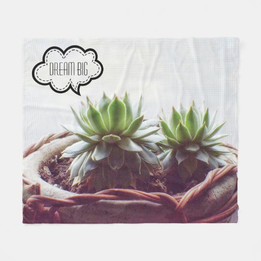 Groen Succulent Aeonium Dream Big Fleece Deken (Voorkant (Horizontaal))