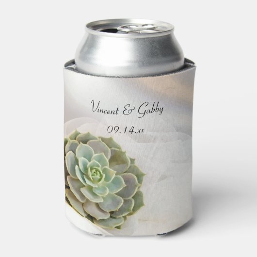 Groen Succulent op White Wedding Favor Blikjeskoeler (Blikje Voorkant)