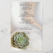 Groen Succulent op Wit Wedding Menu (Voorkant)