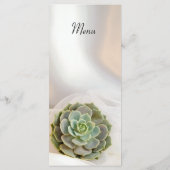 Groen Succulent op Wit Wedding Menu (Achterkant)