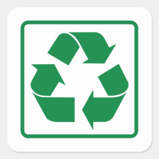 Groen symbool recyclen vierkante sticker