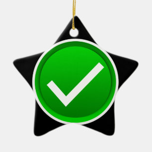 Groen symbool vinkje keramisch ornament