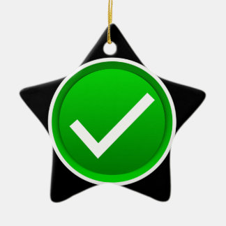 Groen symbool vinkje keramisch ornament