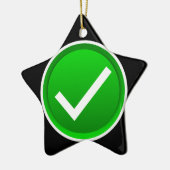 Groen symbool vinkje keramisch ornament (Links)