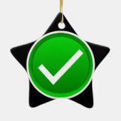 Groen symbool vinkje keramisch ornament (Achterkant)