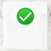 Groen symbool vinkje ovale sticker (Tas)