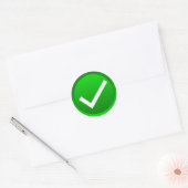 Groen symbool vinkje ronde sticker (Envelop)
