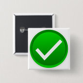 Groen symbool vinkje vierkante button 5,1 cm (Voorkant /achterkant)