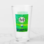 Groen T-shirt van Monogram Naam Sport Groene Golf Glas (Voorkant)