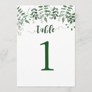 Groen Table Nummer 5x7 Kaart