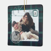 Groen Tartan Betonverdelingspakket 2 Fotofamilie Keramisch Ornament (Links)