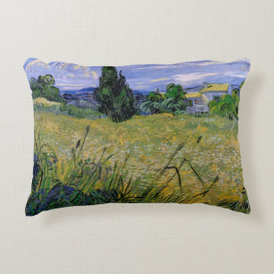 Groen tarweveld met cipres door Vincent van Gogh Decoratief Kussen
