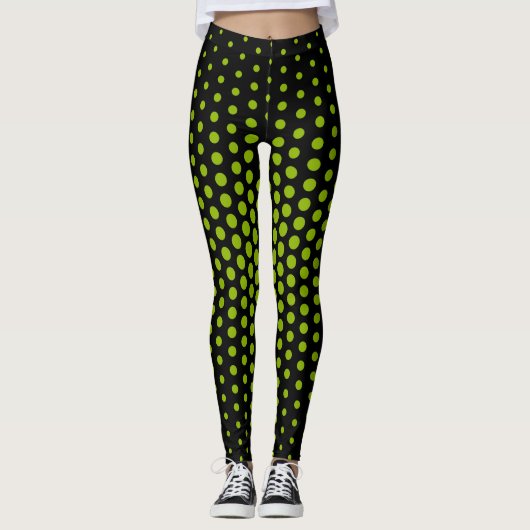 Groen Techno Dot Pattern Leggings (Voorkant)