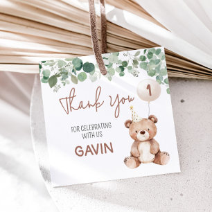 Groen Teddy Bear verjaardagsfeestje plein Bedankjes Labels